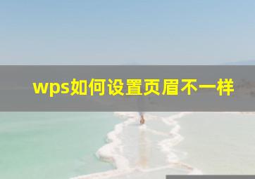 wps如何设置页眉不一样