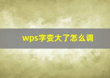 wps字变大了怎么调