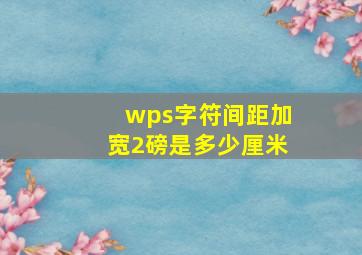 wps字符间距加宽2磅是多少厘米