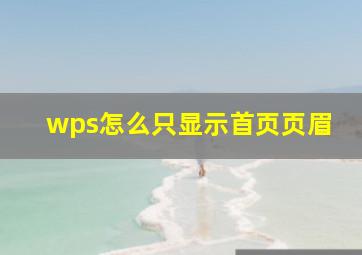 wps怎么只显示首页页眉