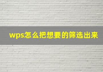 wps怎么把想要的筛选出来