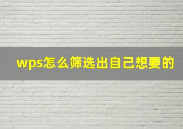 wps怎么筛选出自己想要的