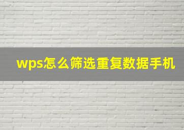 wps怎么筛选重复数据手机