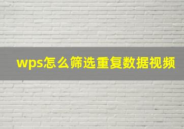 wps怎么筛选重复数据视频