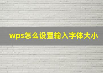 wps怎么设置输入字体大小