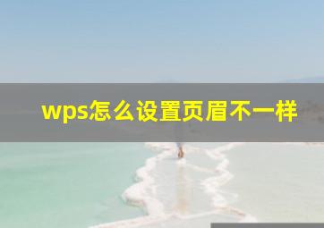 wps怎么设置页眉不一样