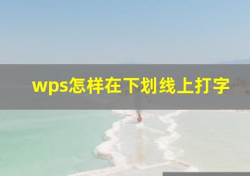 wps怎样在下划线上打字