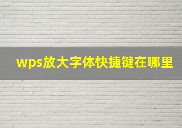 wps放大字体快捷键在哪里