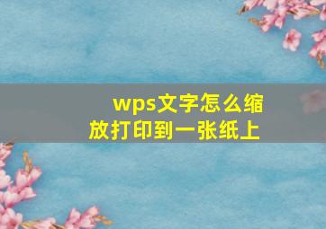 wps文字怎么缩放打印到一张纸上