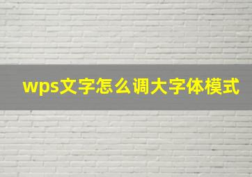 wps文字怎么调大字体模式