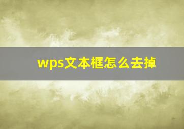 wps文本框怎么去掉