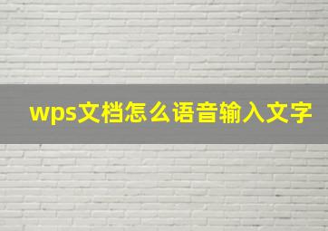 wps文档怎么语音输入文字