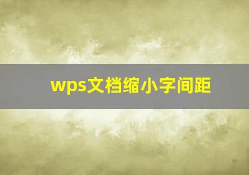 wps文档缩小字间距