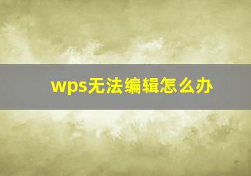 wps无法编辑怎么办