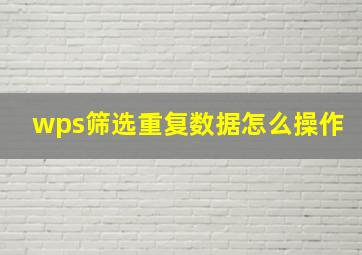 wps筛选重复数据怎么操作