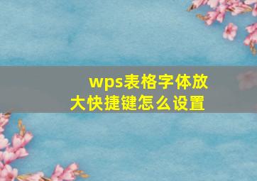 wps表格字体放大快捷键怎么设置