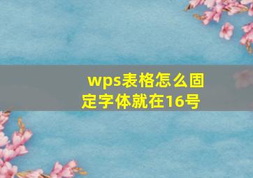 wps表格怎么固定字体就在16号