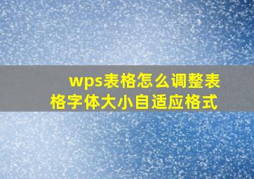 wps表格怎么调整表格字体大小自适应格式