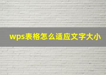 wps表格怎么适应文字大小