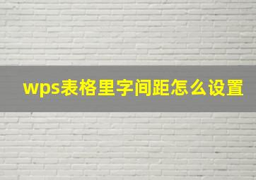 wps表格里字间距怎么设置