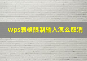 wps表格限制输入怎么取消