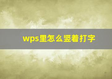 wps里怎么竖着打字