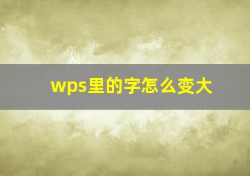 wps里的字怎么变大