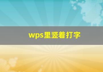 wps里竖着打字