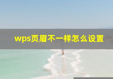 wps页眉不一样怎么设置