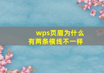 wps页眉为什么有两条横线不一样