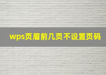 wps页眉前几页不设置页码