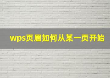 wps页眉如何从某一页开始