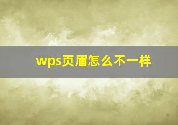 wps页眉怎么不一样