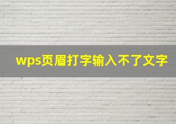 wps页眉打字输入不了文字