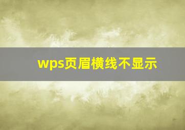 wps页眉横线不显示