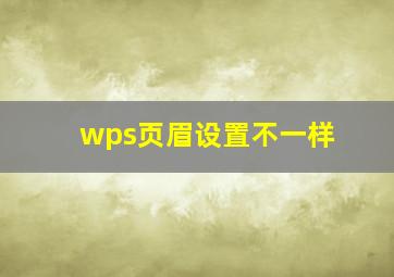 wps页眉设置不一样