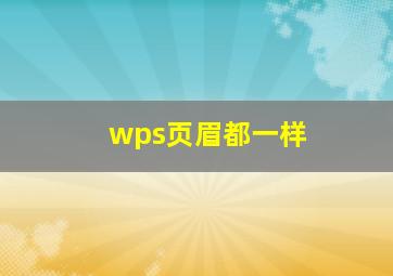 wps页眉都一样