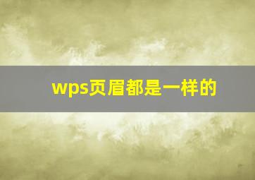 wps页眉都是一样的