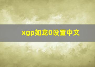 xgp如龙0设置中文