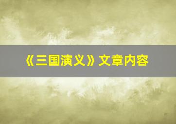 《三国演义》文章内容