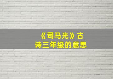 《司马光》古诗三年级的意思