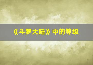 《斗罗大陆》中的等级