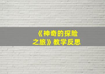 《神奇的探险之旅》教学反思