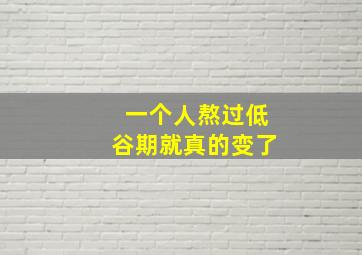 一个人熬过低谷期就真的变了