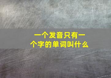 一个发音只有一个字的单词叫什么