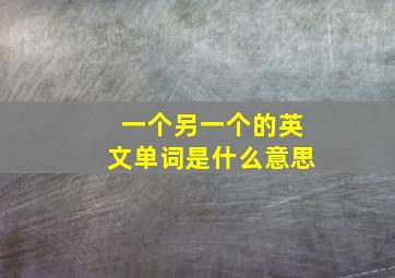 一个另一个的英文单词是什么意思