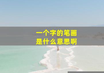 一个字的笔画是什么意思啊