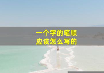 一个字的笔顺应该怎么写的