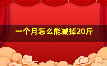 一个月怎么能减掉20斤