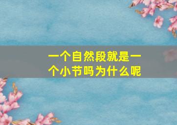 一个自然段就是一个小节吗为什么呢